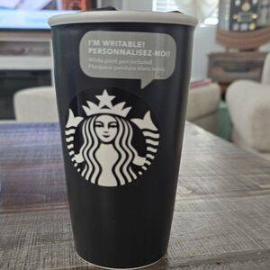 Starbucks Black Reusable Travel Cup Writable Chalkboard Tumbler NEW
